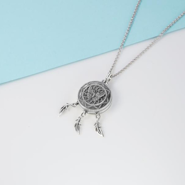 Sterling Silver Butterfly & Dream Catcher Urn Necklace for Ashes-3