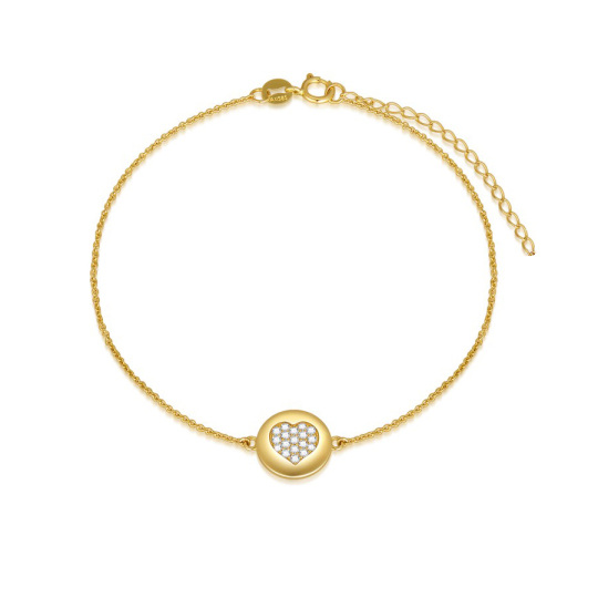 14K Gold Moissanite Heart Pendant Bracelet