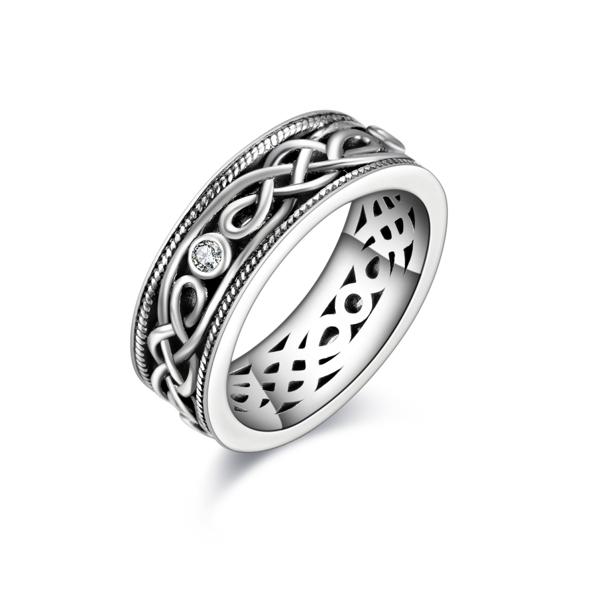 Bague en argent sterling avec nœud celtique en zircon cubique-1