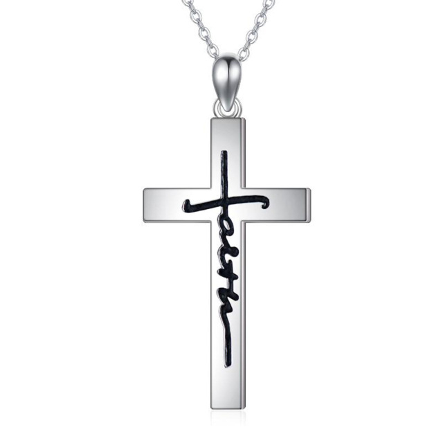 Sterling Silver Opal Cross Pendant Necklace-2