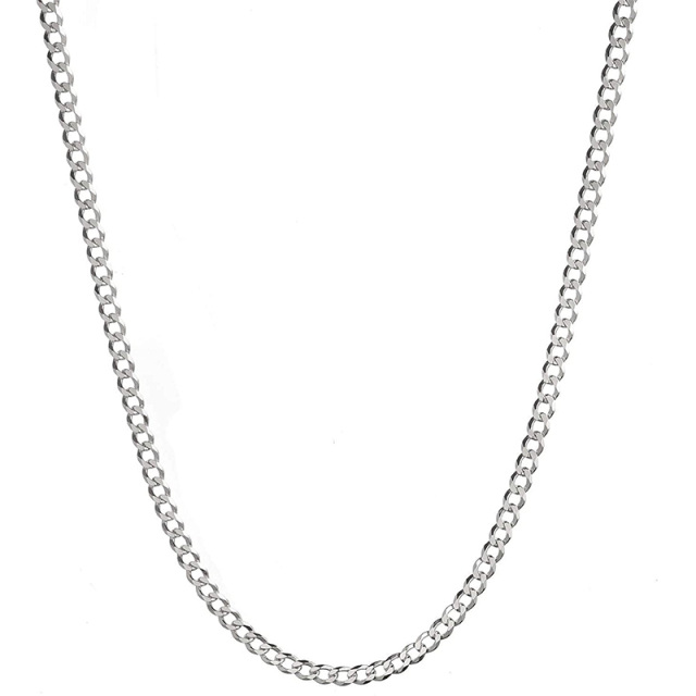 Sterling Silver Curb Link Chain Necklace-0