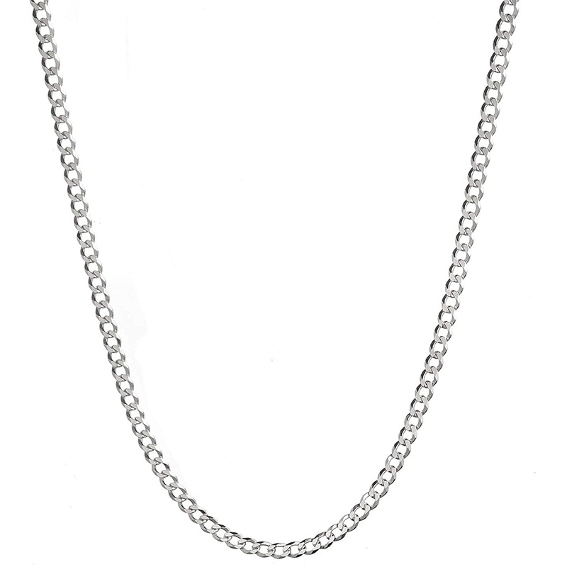 Sterling Silver Curb Link Chain Necklace-1