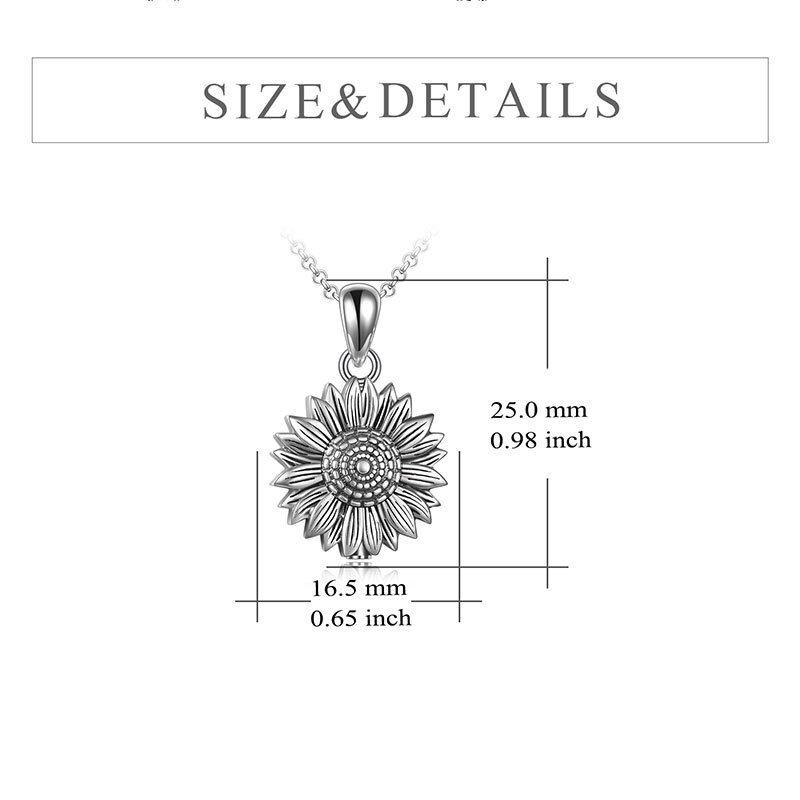 Sterling Silver Sunflower Urn Necklace for Ashes-5