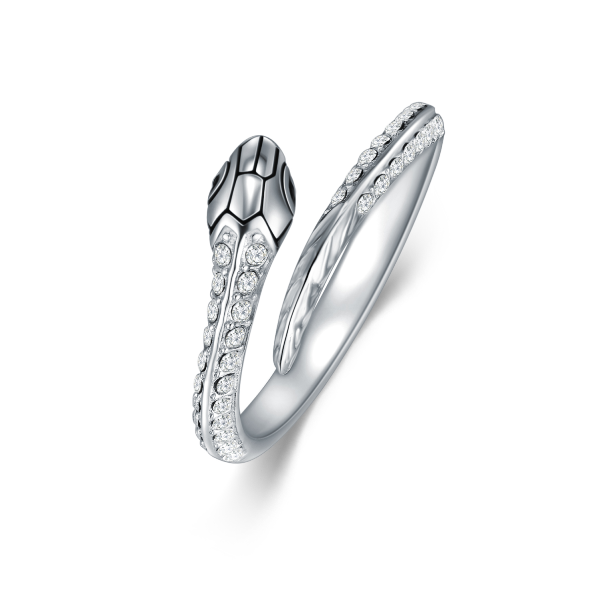 Sterling Silber kreisförmiger Kristall Schlange Ring-1