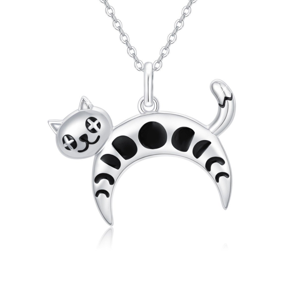 Collier pendentif chat en argent sterling-1