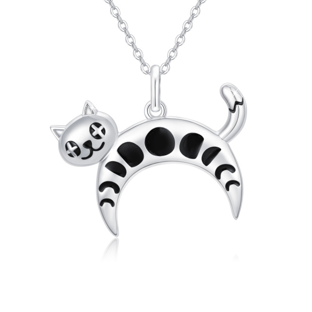 Sterling Silver Cat Pendant Necklace-0