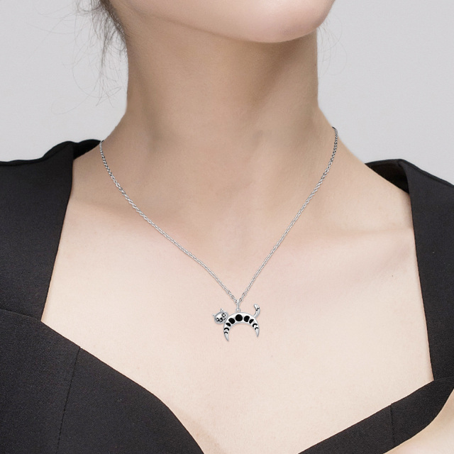 Collier pendentif chat en argent sterling-1