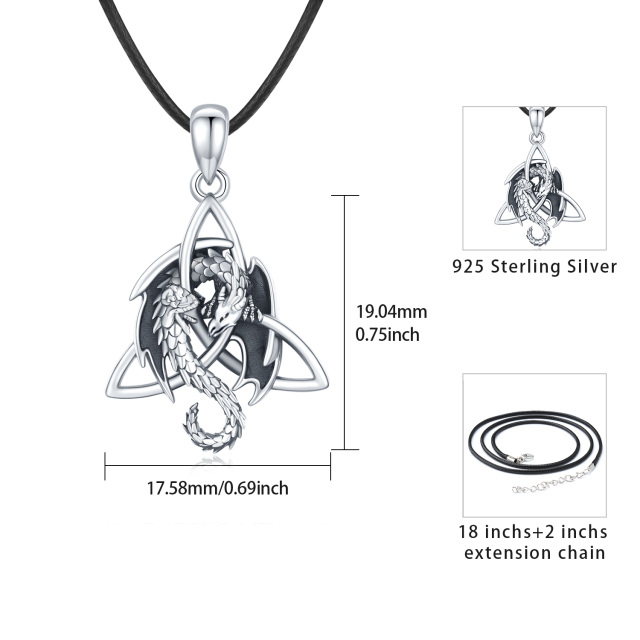 Sterling Silver Dragon & Celtic Knot Pendant Necklace for Men-4
