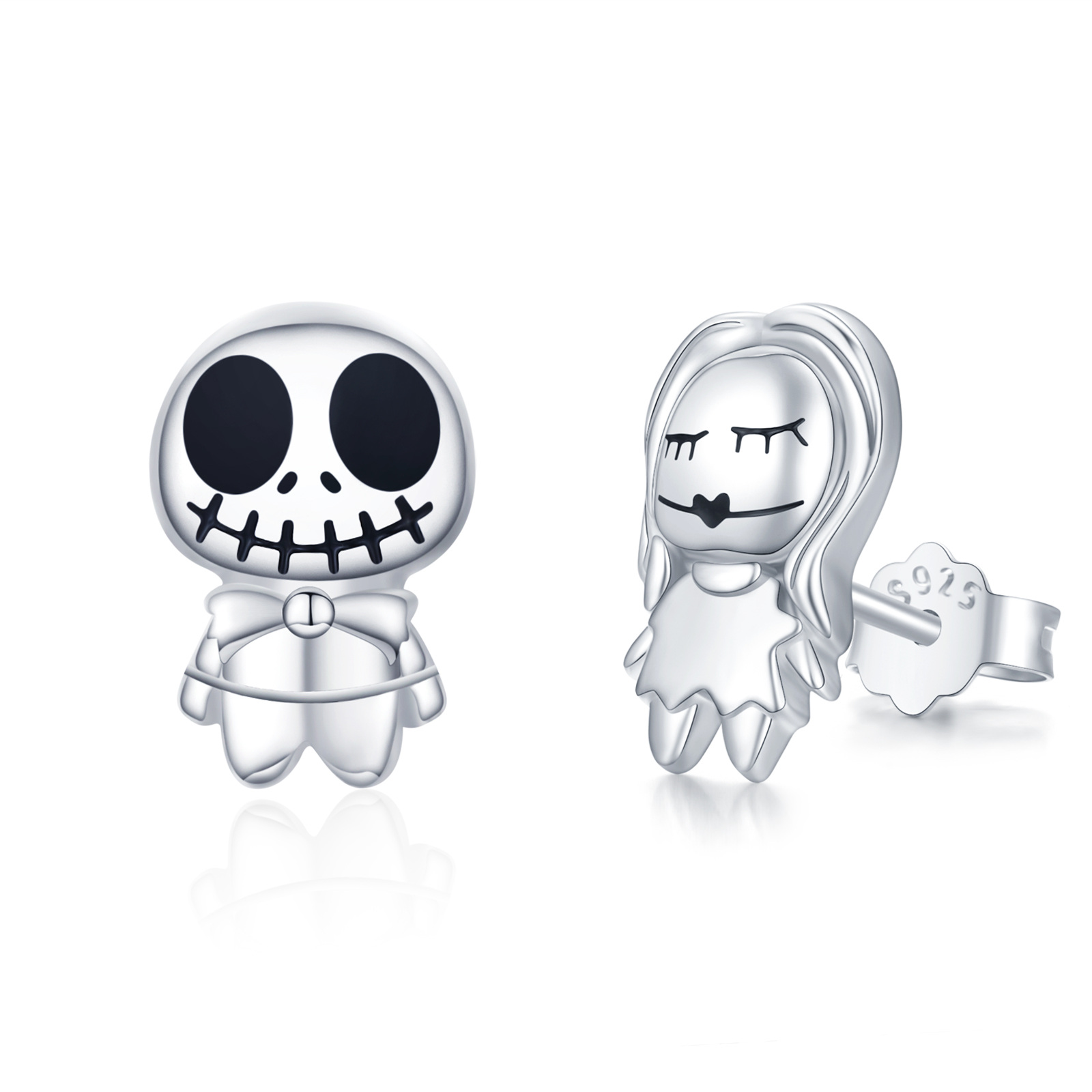 Sterling Silver Jack Skellington Nightmare Before Christmas Sally Stud  Earrings