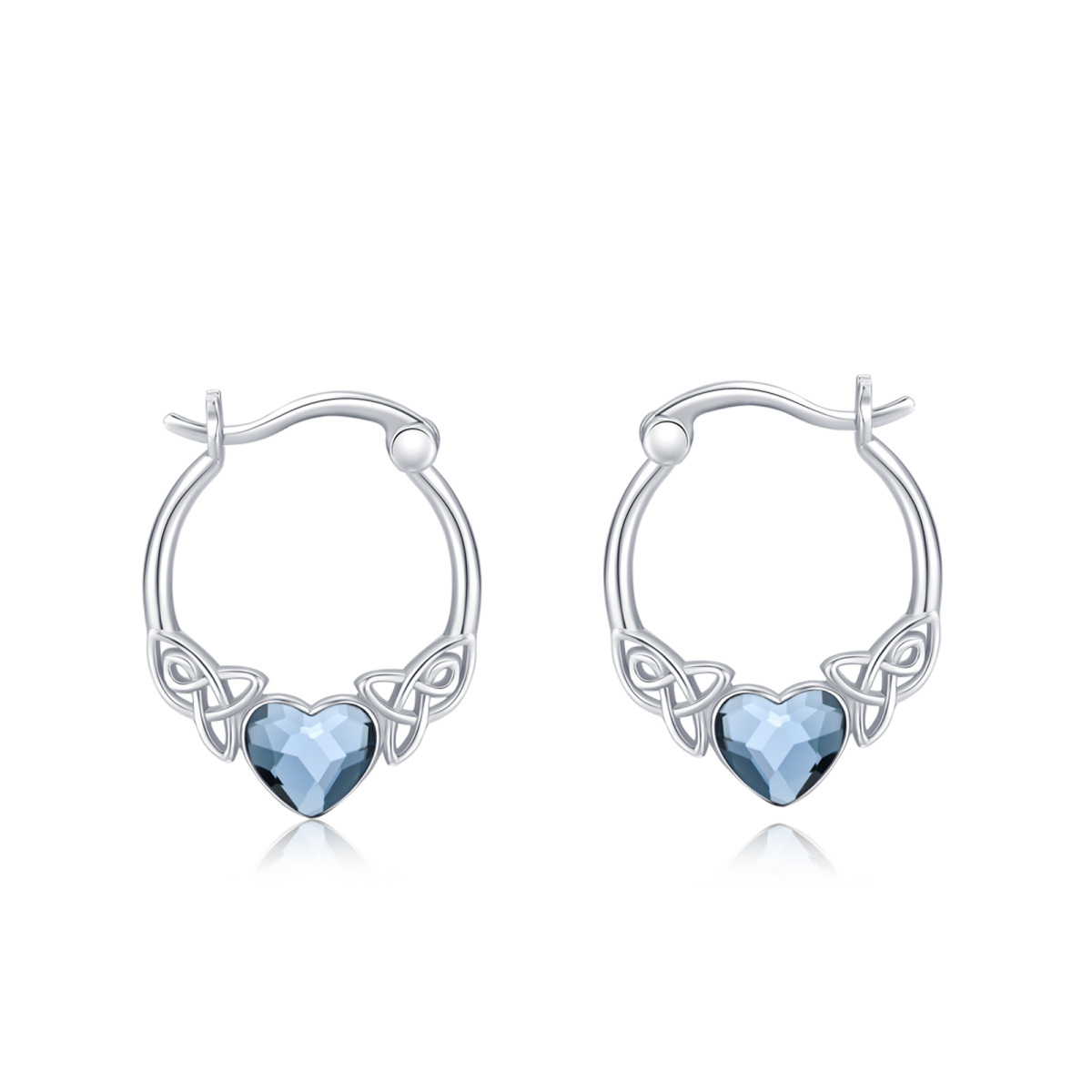 Sterling Silber Herz geformt Kristall keltischen Knoten & Heart Hoop Ohrringe-1
