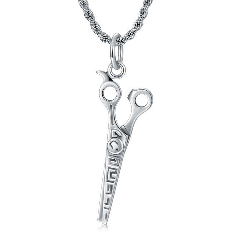 Sterling Silver Scissors Pendant Necklace for Men-1