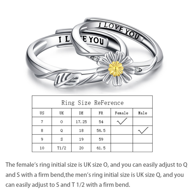 Sterling Silver Daisy Couple Rings-5