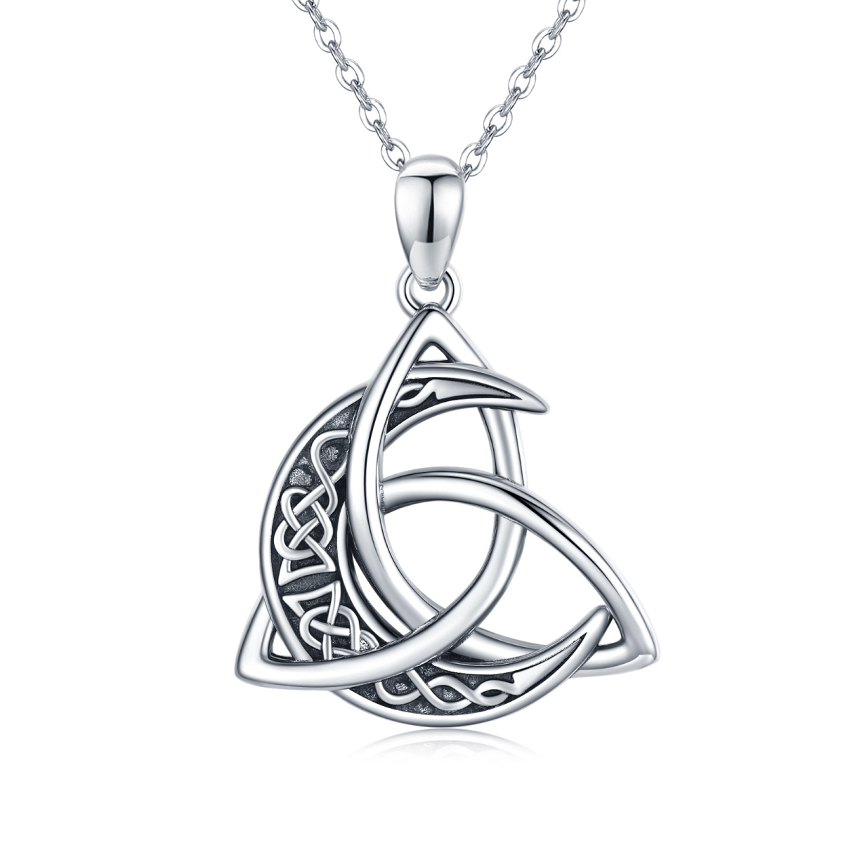 Collier pendentif irlandais en argent sterling avec nœud celtique. lune et croissant-1