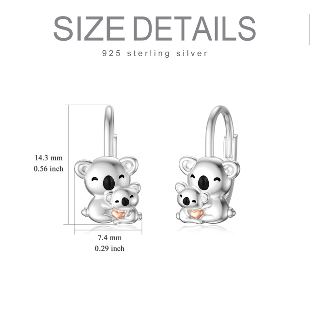 Zweifarbige Koala-Ohrringe aus Sterlingsilber mit Hebelverschluss-5