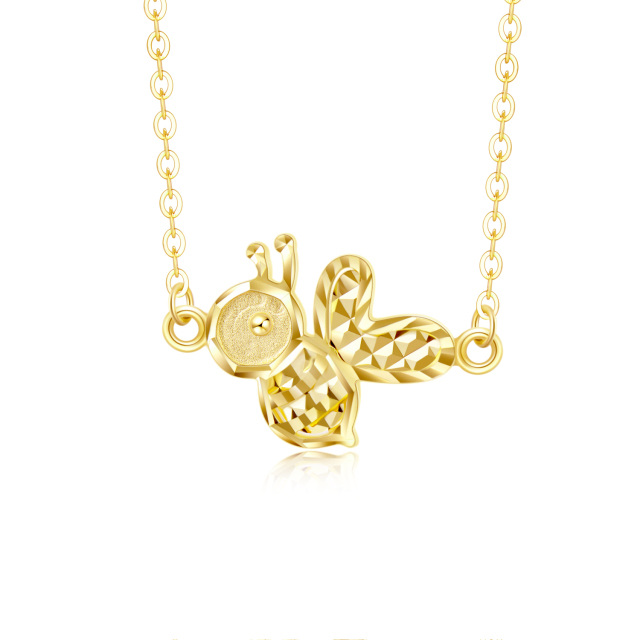 18K Gold Bees Pendant Necklace-0