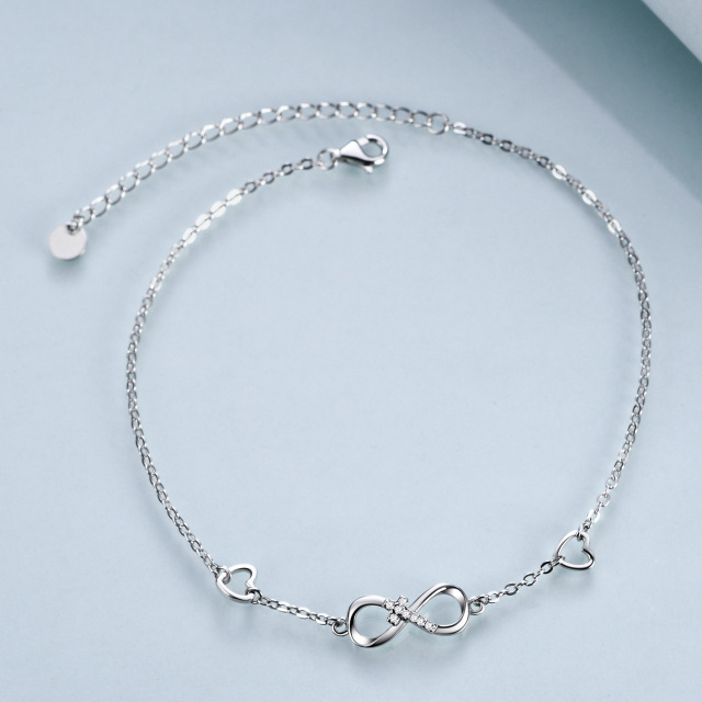 Cavigliera a singolo strato con croce di zirconi cubici a forma circolare in argento sterling-3