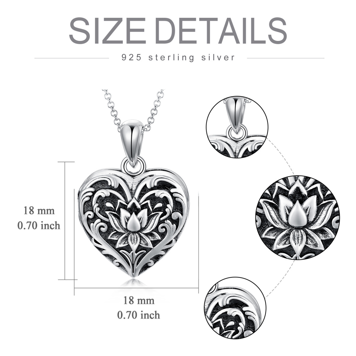 Sterling Silber Lotus personalisierte Foto Medaillon Halskette-6