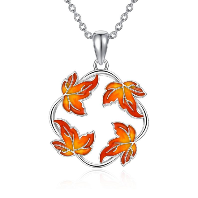 Sterling Silver Maple Leaf Pendant Necklace-0