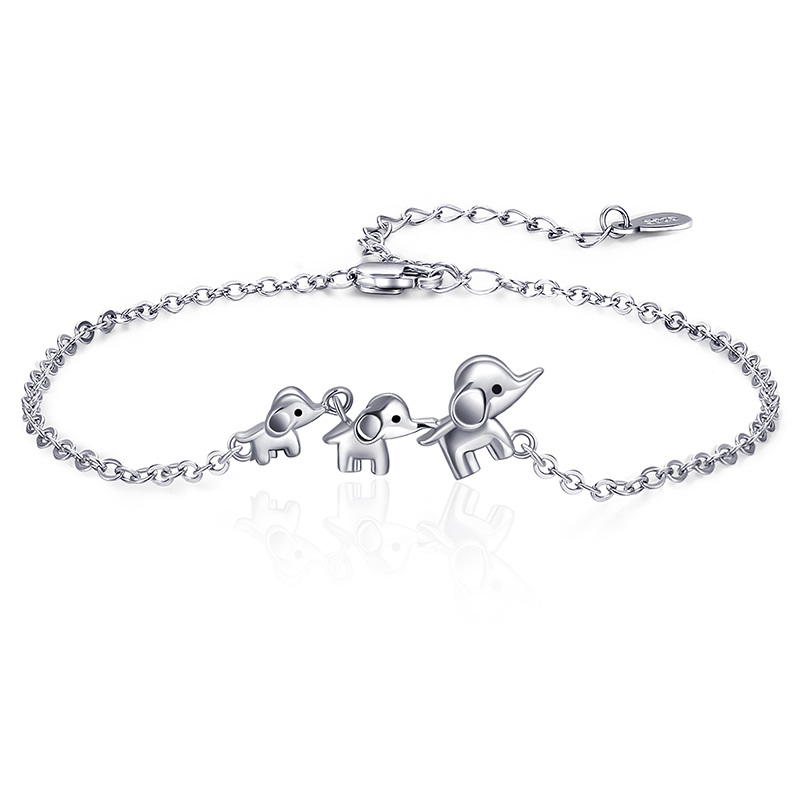 Sterling Silver Elephant Chain Bracelet-1