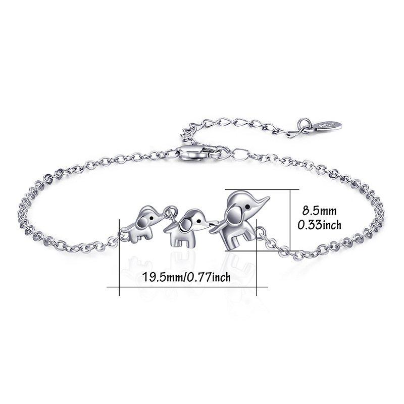 Sterling Silver Elephant Chain Bracelet-4