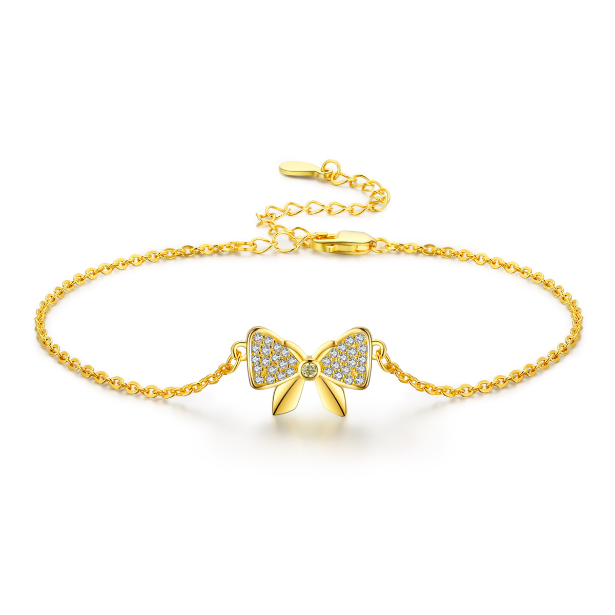 Sterling Silver with Yellow Gold Plated Butterfly Chain Bracelet-1