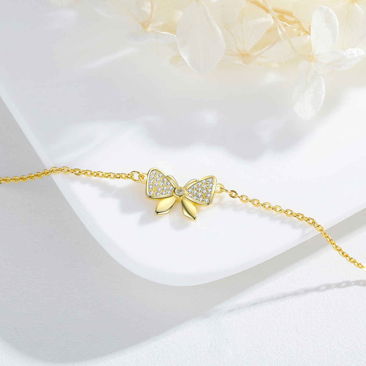 Sterling Silver with Yellow Gold Plated Butterfly Chain Bracelet-4