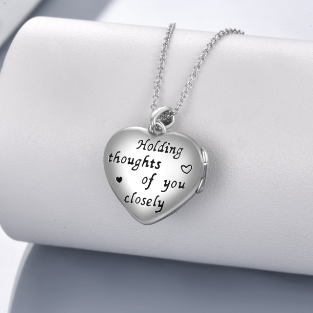 Sterling Silver Two-tone Circular Shaped Cubic Zirconia Personalized Photo & Heart Personalized Photo Locket Necklace-2