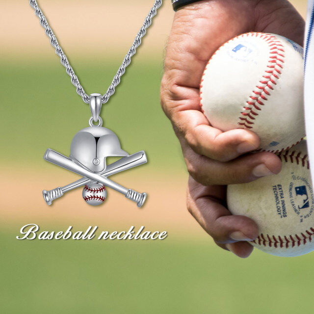 Sterling Silver Baseball Pendant Necklace for Men-6