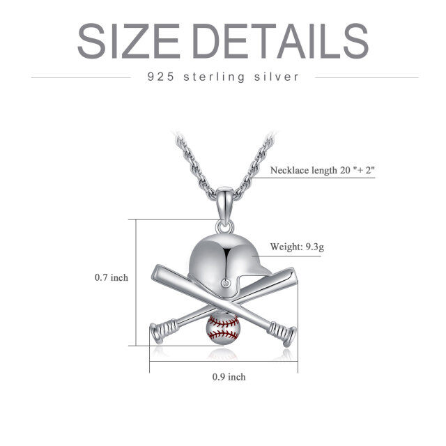 Sterling Silver Baseball Pendant Necklace for Men-4