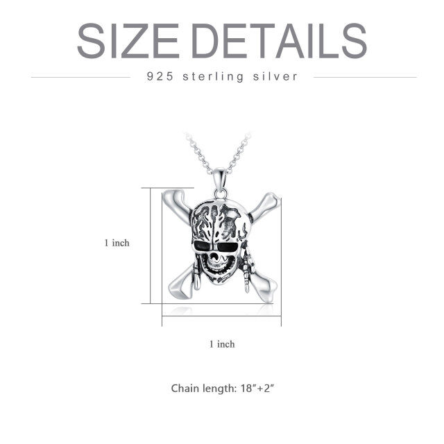 Sterling Silver Skull Pendant Necklace for Men-4