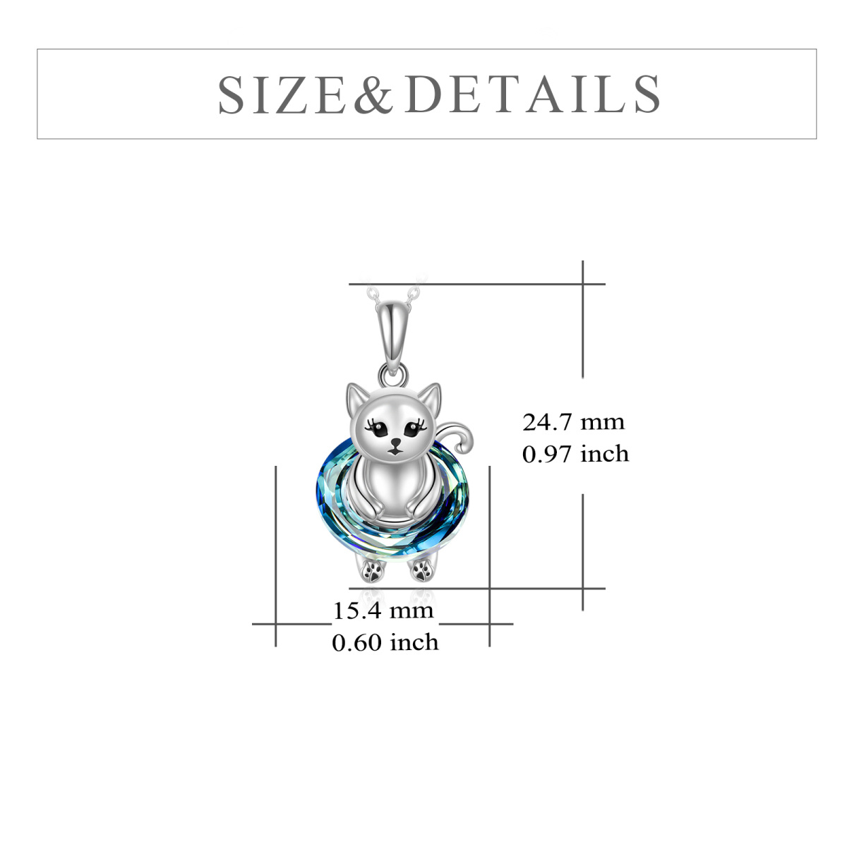 Sterling Silver Circular Shaped Cat Pendant Necklace-5