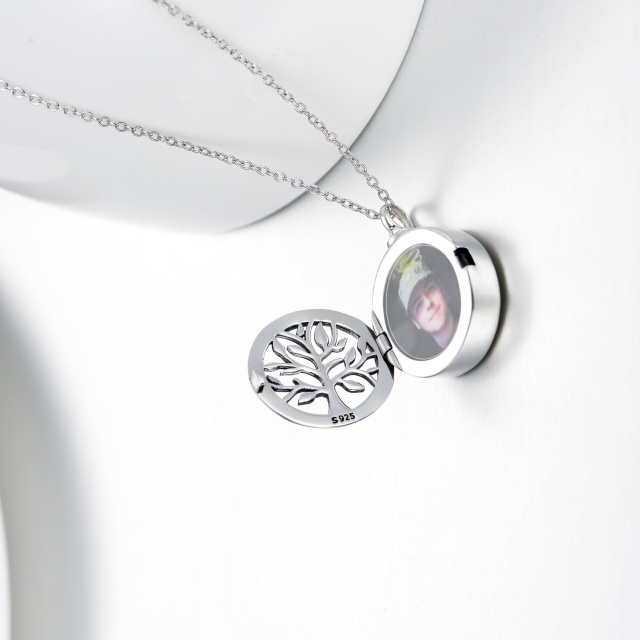 Collier en argent sterling pour cendres avec photo personnalisée et arbre de vie-2