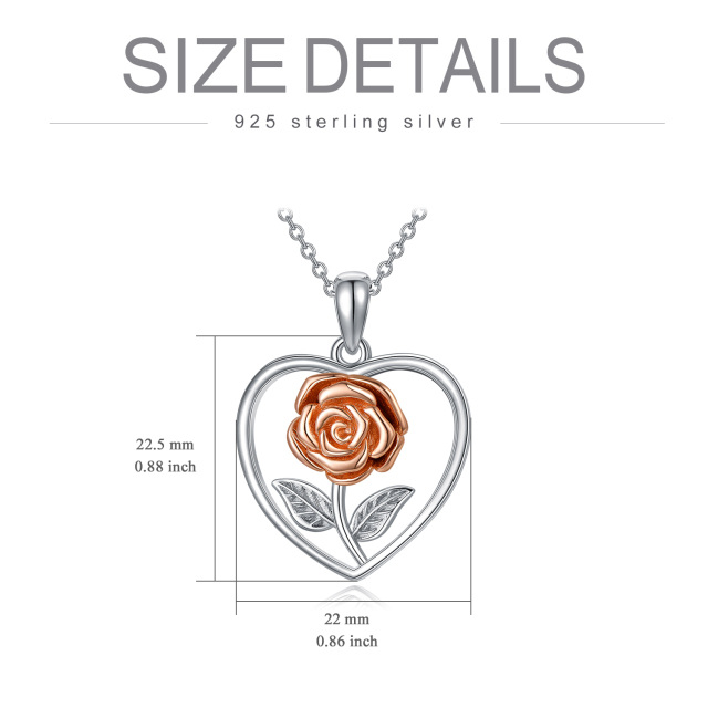 Sterling Silver Two-tone Rose & Heart Urn Necklace for Ashes-5