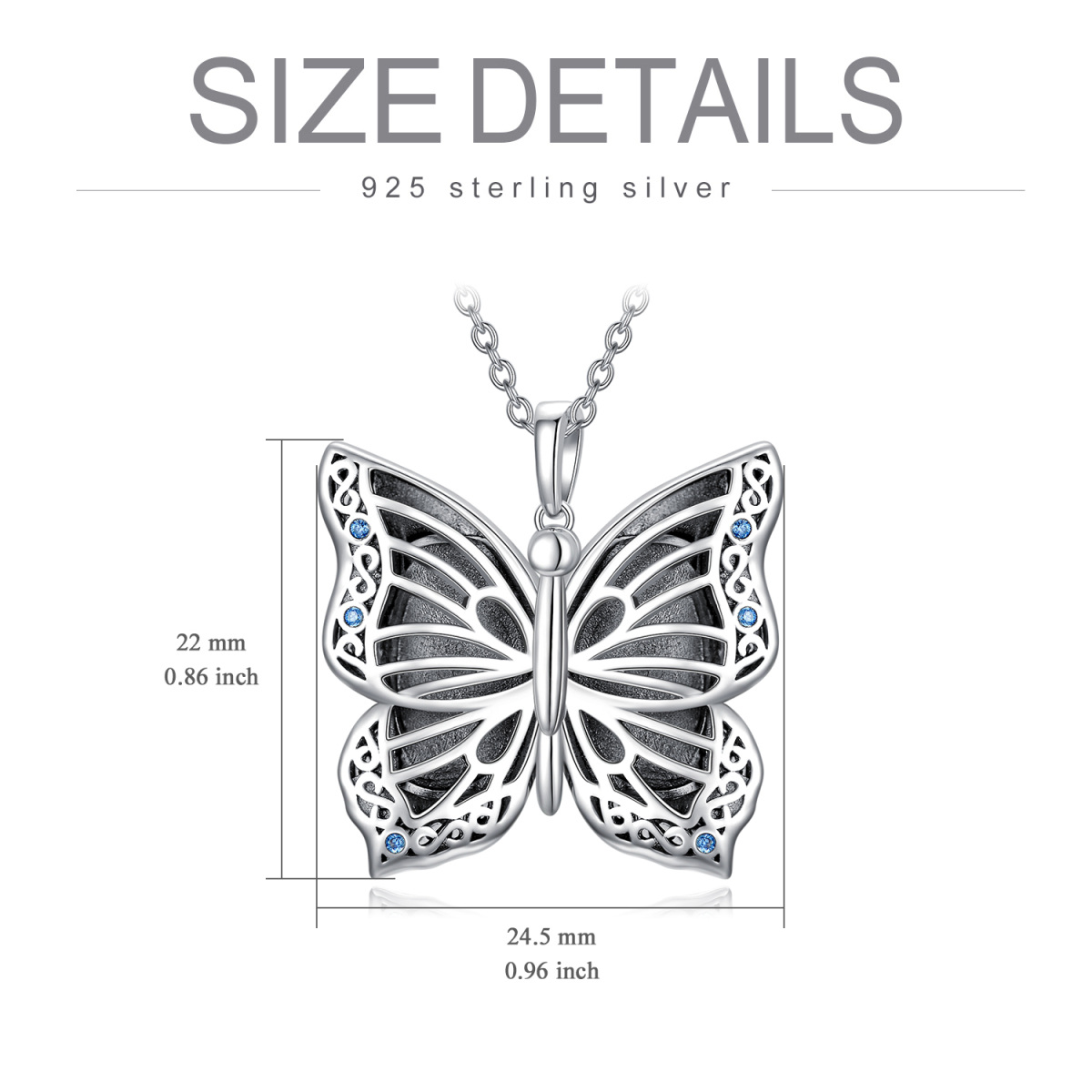 Sterling Silber kreisförmig geformt Schmetterling personalisierte Foto Medaillon Halskette-7