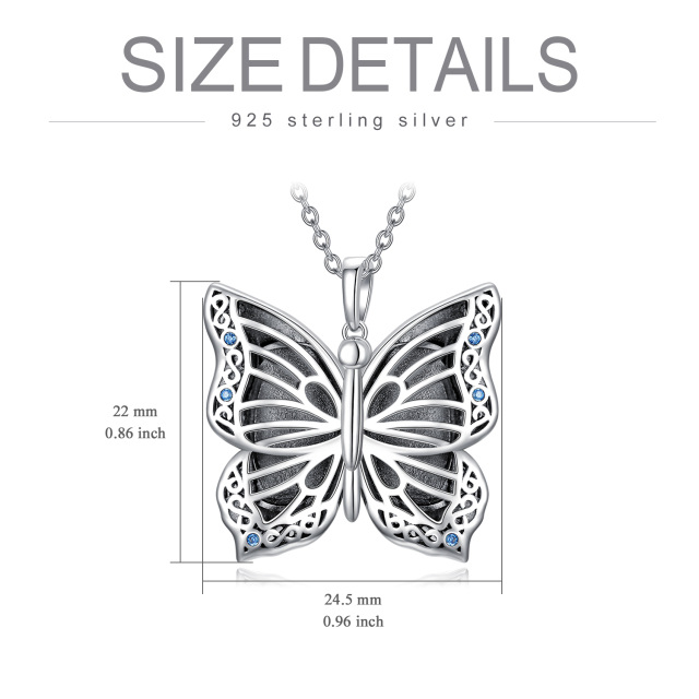 Colar de prata esterlina em forma de borboleta circular com foto personalizada-6