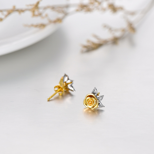 14K Gold Rose Flower Blossom Stud Earrings for Women Dainty Fine Jewelry Valentines Day Gifts for Her Women Girlfriend Wife -2