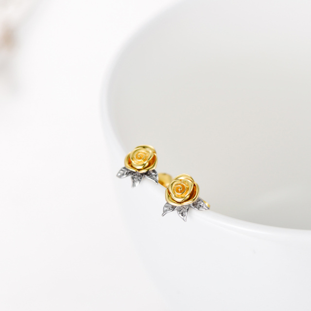 14 Karat Gold Rose Flower Blossom Ohrstecker für Frauen Zierlicher feiner Schmuck Valentinstagsgeschenke für ihre Frauen Freundin Frau-3