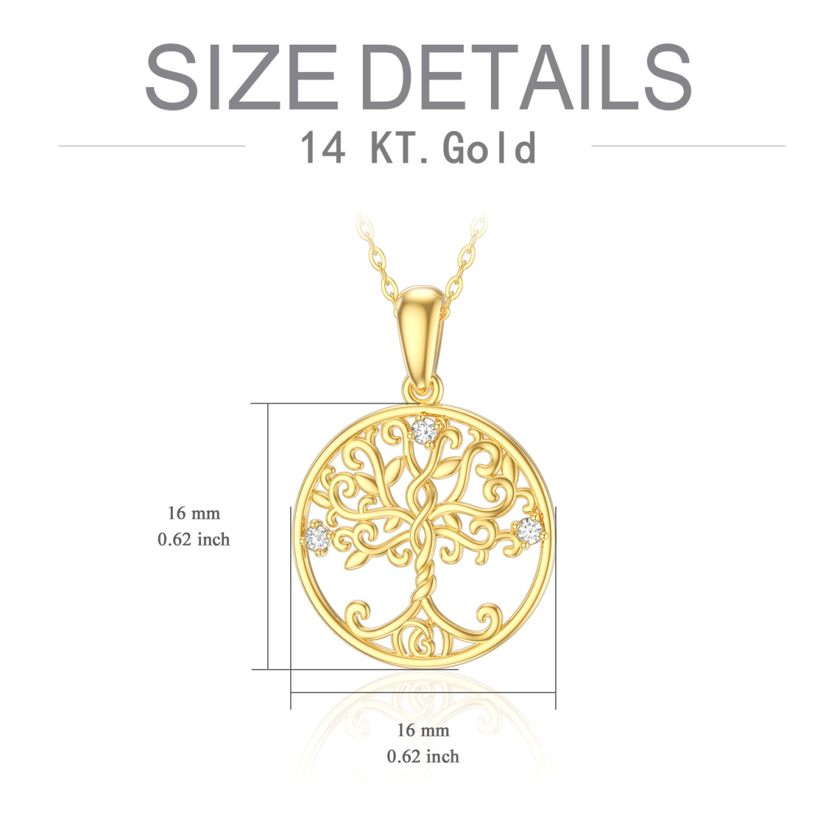 14K Gold Moissanite Tree Of Life Pendant Necklace-6