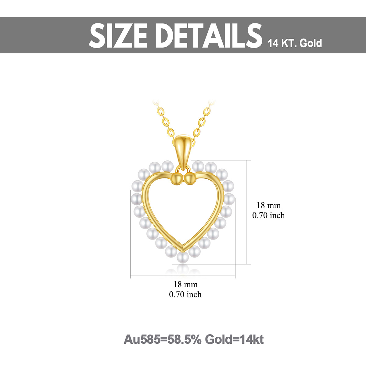 Collar de oro de 14 quilates con colgante de corazón de perla-5