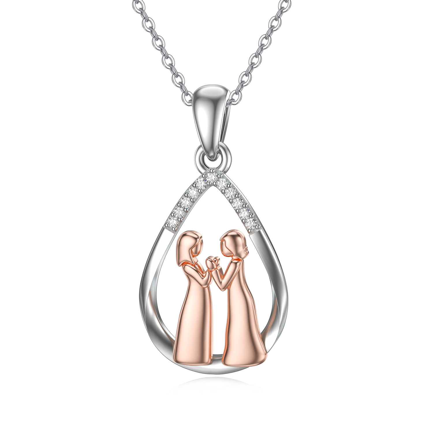 14K Gold Sister Pendant Necklace Female 