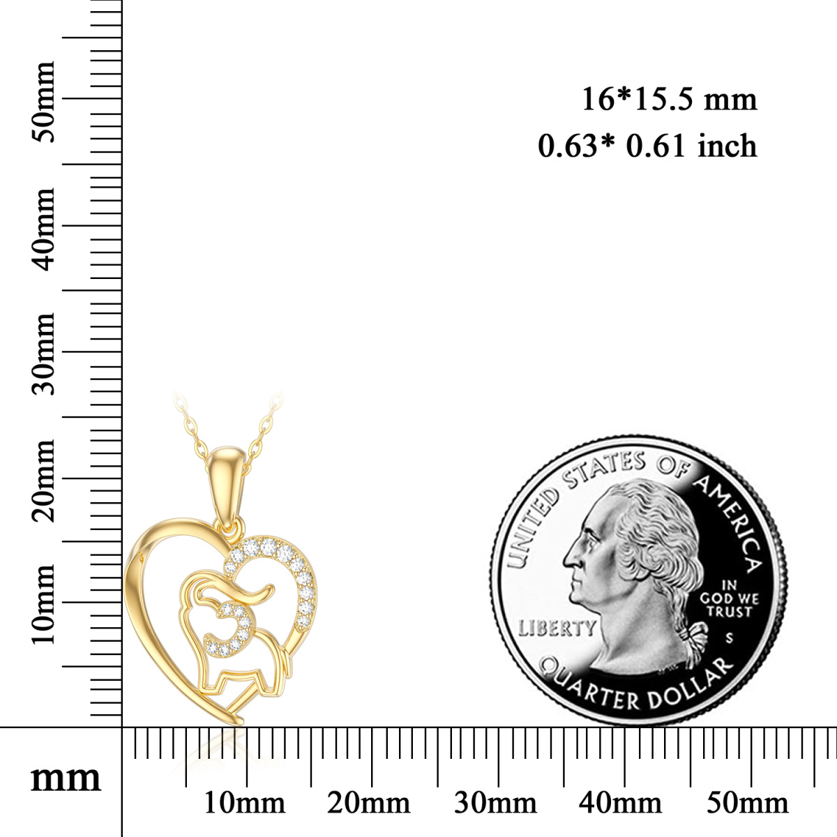 14K Gold Moissanite Elephant Pendant Necklace-5