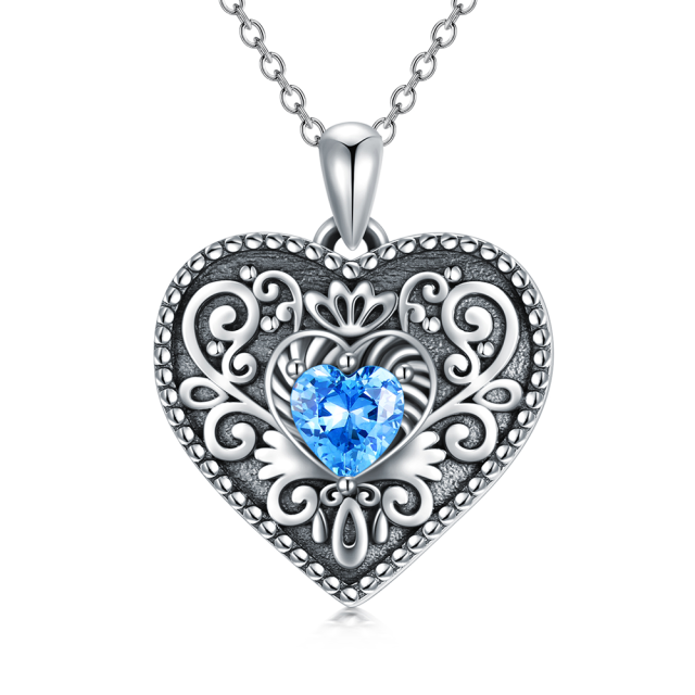 Sterling Silver Heart Shaped Cubic Zirconia Personalized Photo & Heart Personalized Photo Locket Necklace with Engraved Word-1