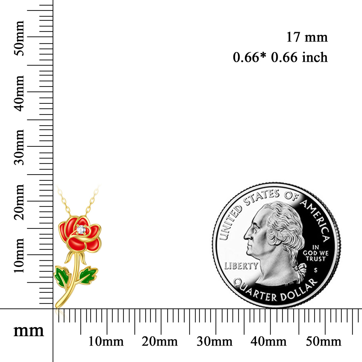 14K Gold Moissanite Rose Pendant Necklace-6