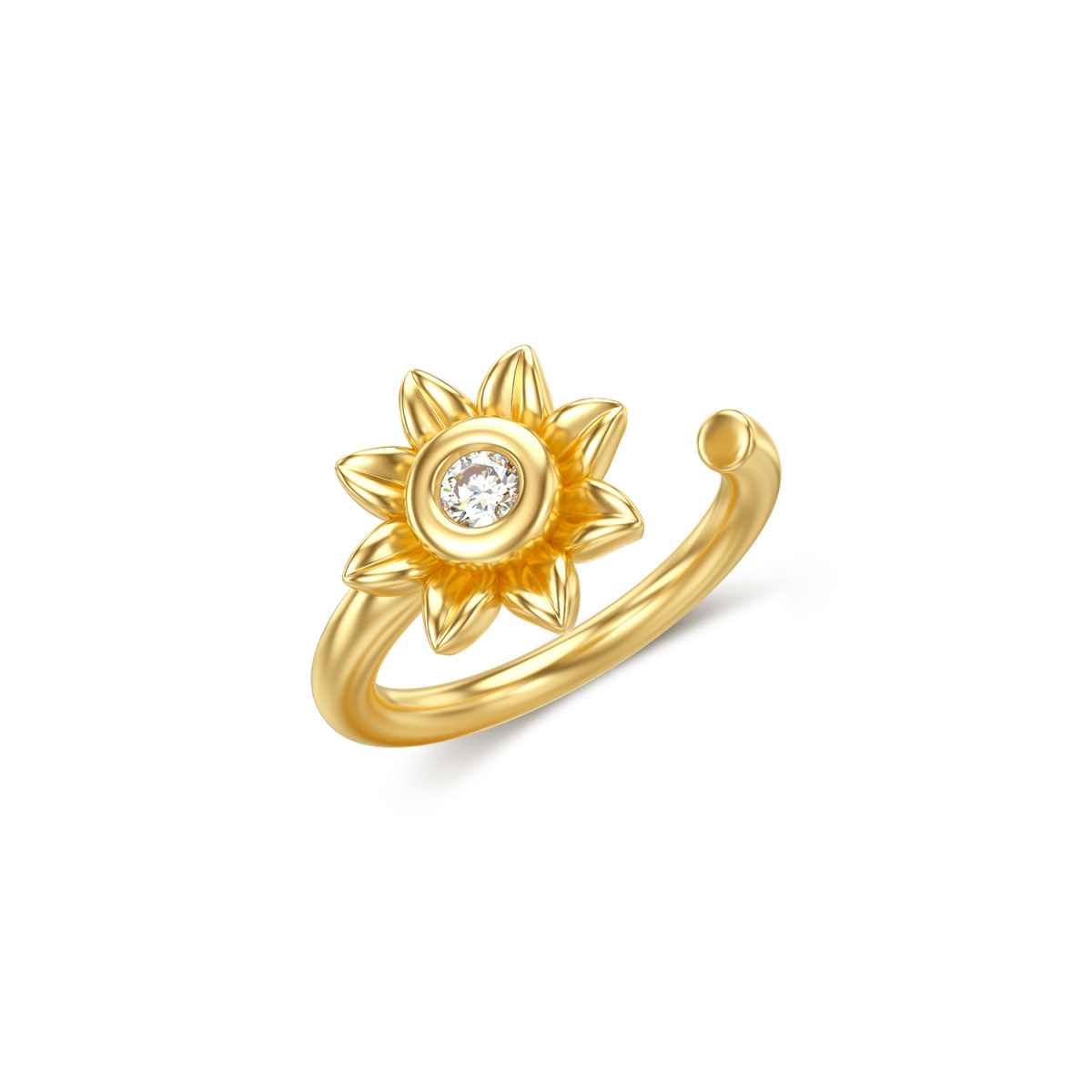 14K Gold Moissanite Sunflower Nose Ring-1