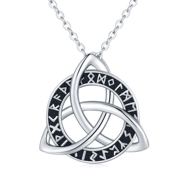 Sterling Silver Celtic Knot & Viking Rune Pendant Necklace-0