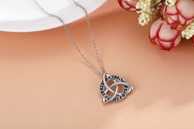 Sterling Silver Celtic Knot & Viking Rune Pendant Necklace-3