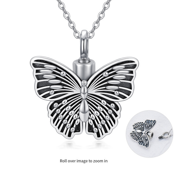Sterling Silver Vintage Butterfly Pendant Necklace-0