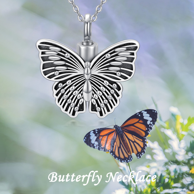 Sterling Silver Vintage Butterfly Pendant Necklace-5