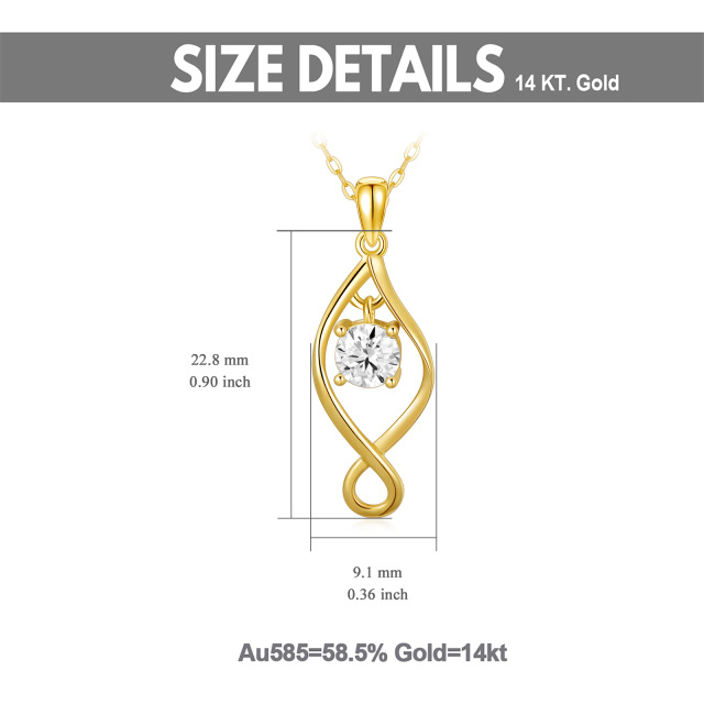 14K Gold Circular Shaped Moissanite Infinite Symbol Pendant Necklace-3