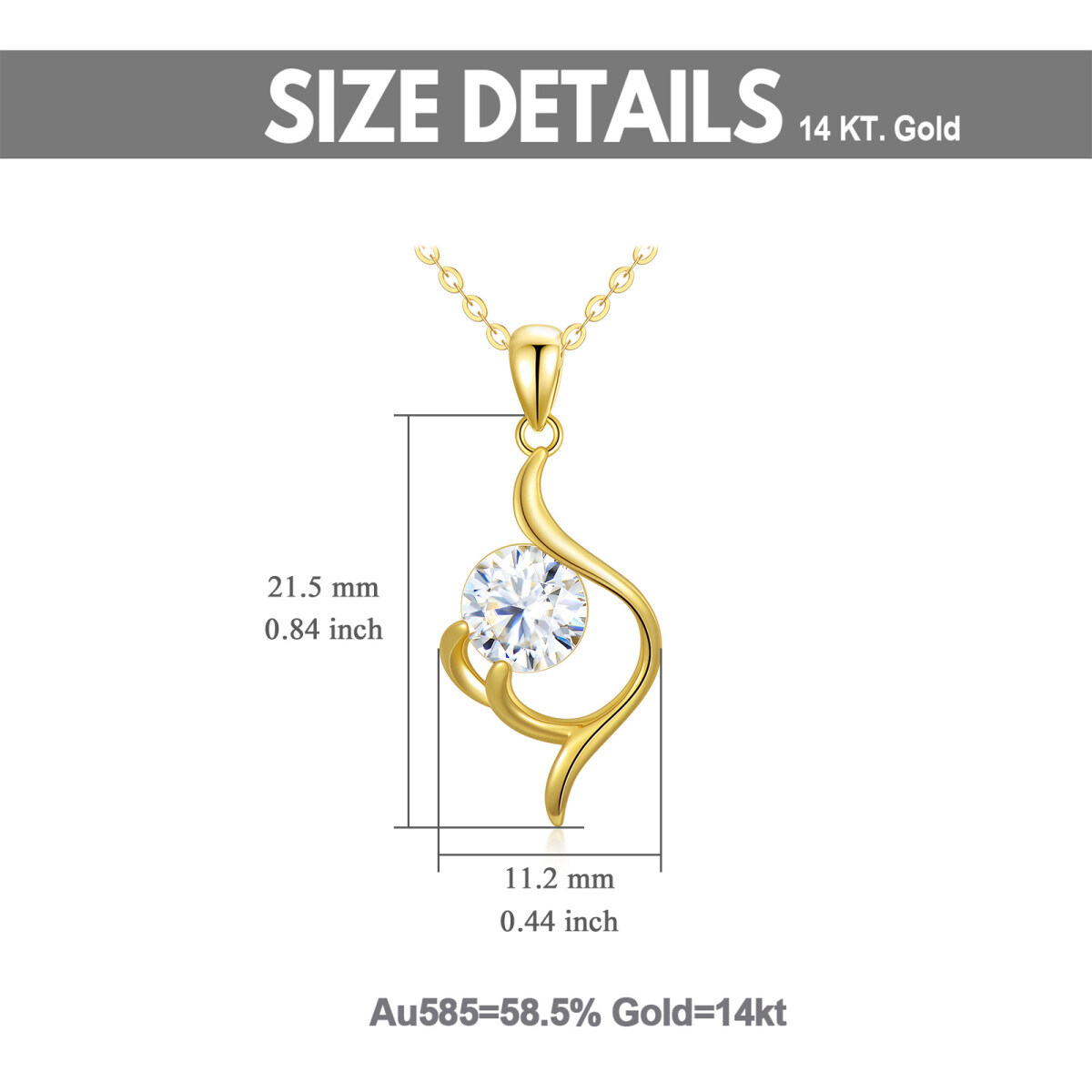 14K Gold Round Moissanite Round Pendant Necklace-6